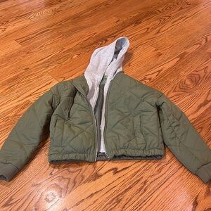 Blank NYC Girl’s Layered Army Green Hooded Puffer Size L